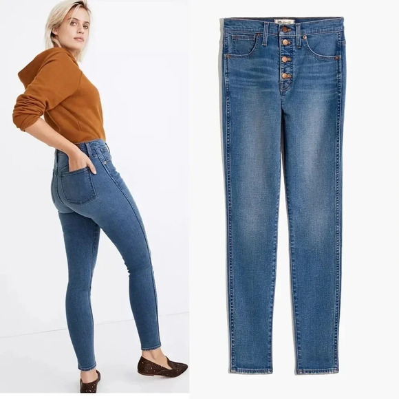 Madewell Denim - 𝅺Madewell | 10" High Rise Skinny Jeans Button Fly Tencel Denim Dewitt Wash